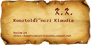 Kosztolánczi Klaudia névjegykártya